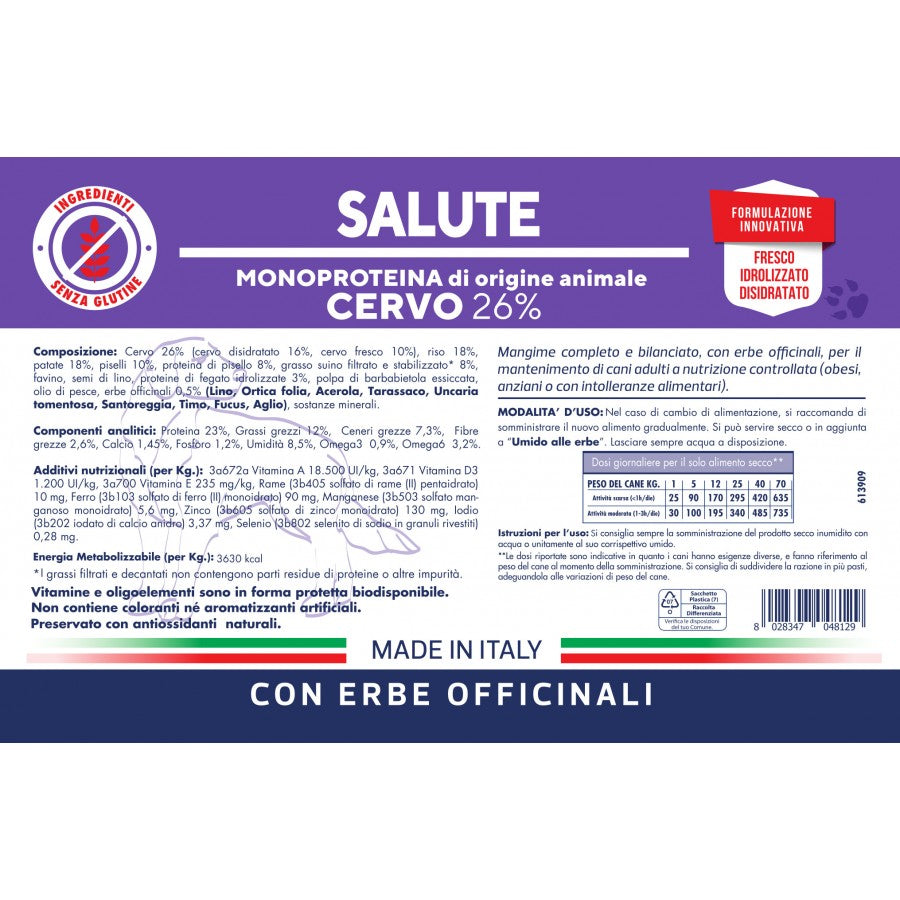 Vet Line Secco Cani Salute Cervo 12,5 Kg Vet Line Secco Cani Salute Cervo 12,5 Kg